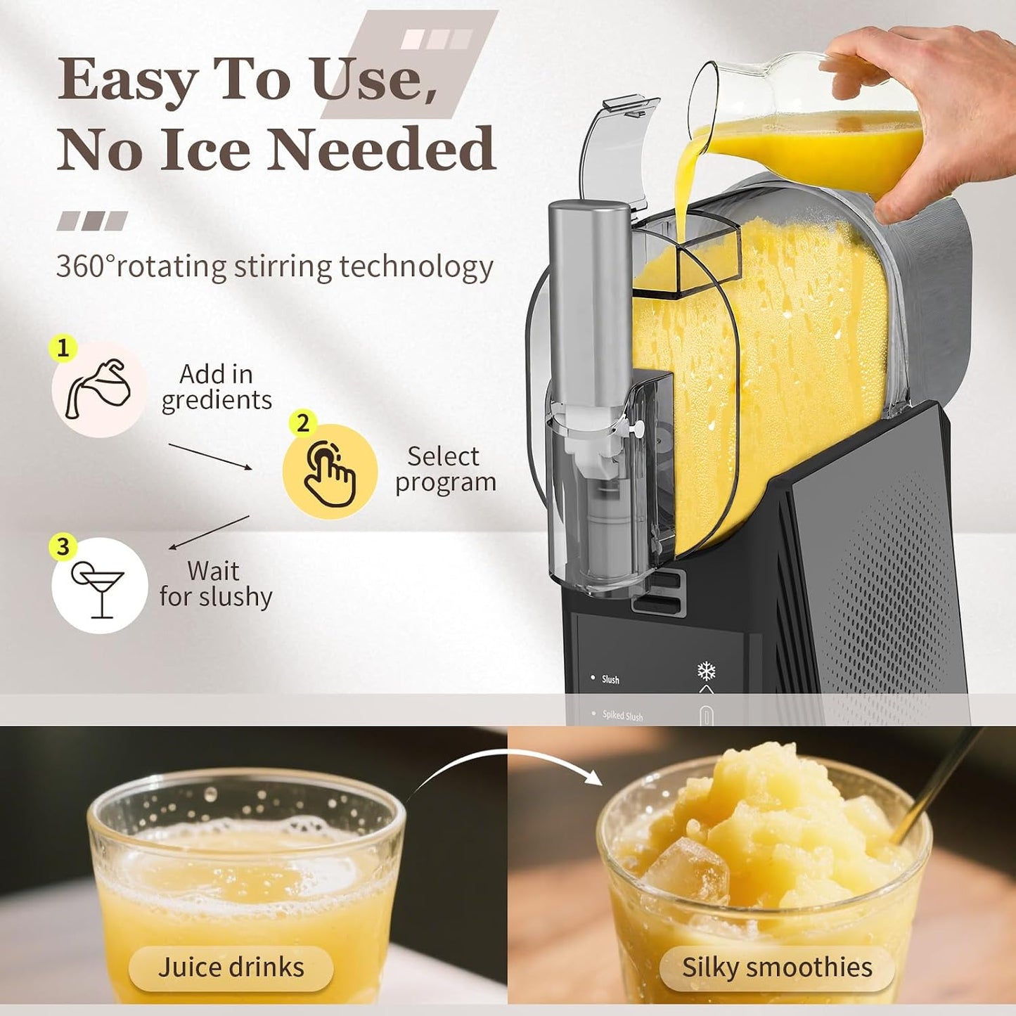 88oz Slushy Machine for Home with 6 Presets & Texture Control. No Ice Needed Margarita Maker & Fast Freezing Slushie Maker for Frappé, Milkshake, Smoothie & Frozen Cocktails. Self-Cleaning Professional Home Bar Drink Maker