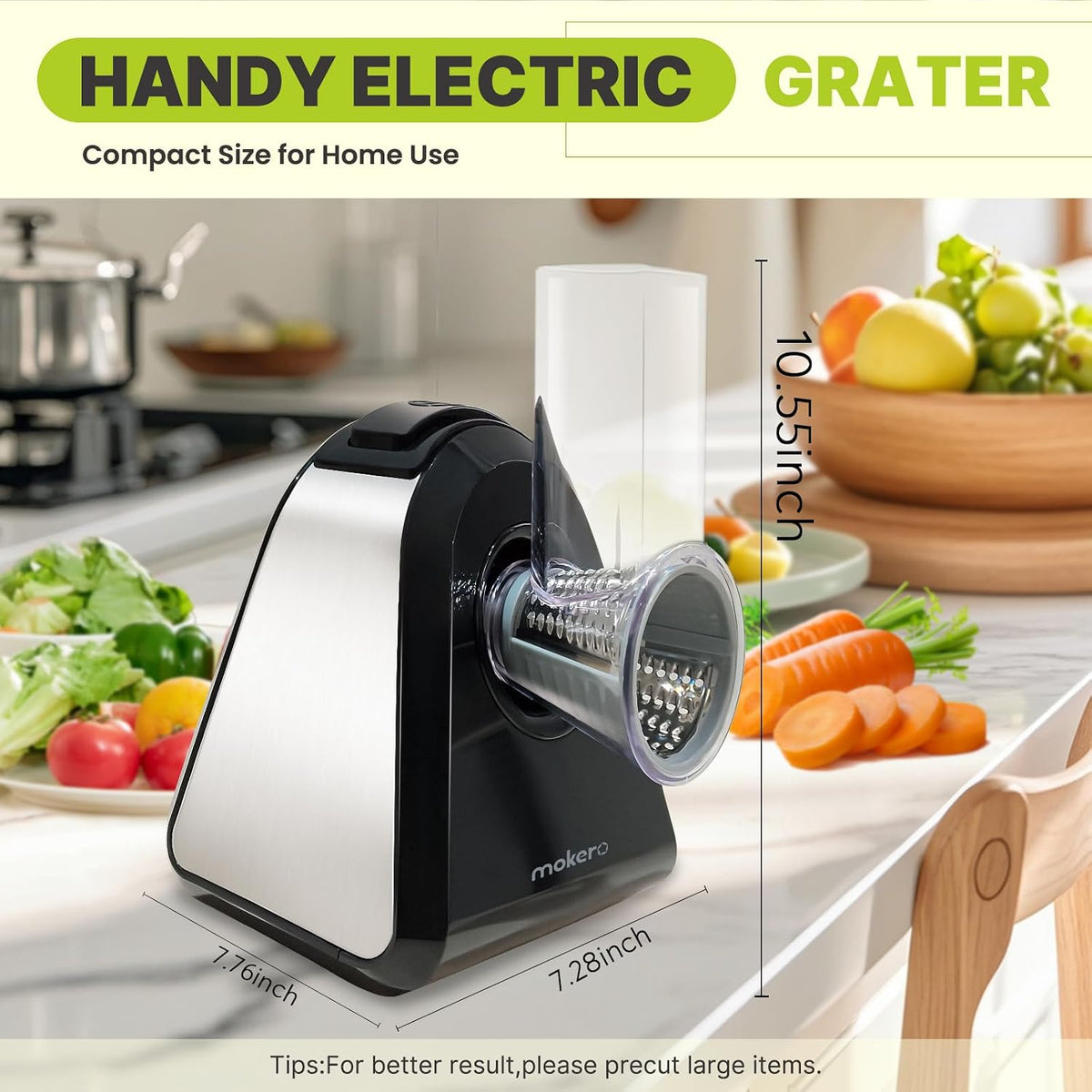 5 in 1 Electric Cheese Grater for Block Cheese, Kitchen Automatic Cheese Shredder & Salad Shooter, Easy to Clean Vegetable Chopper for Cheese,Cucumber, Potato, Carrots, Nut