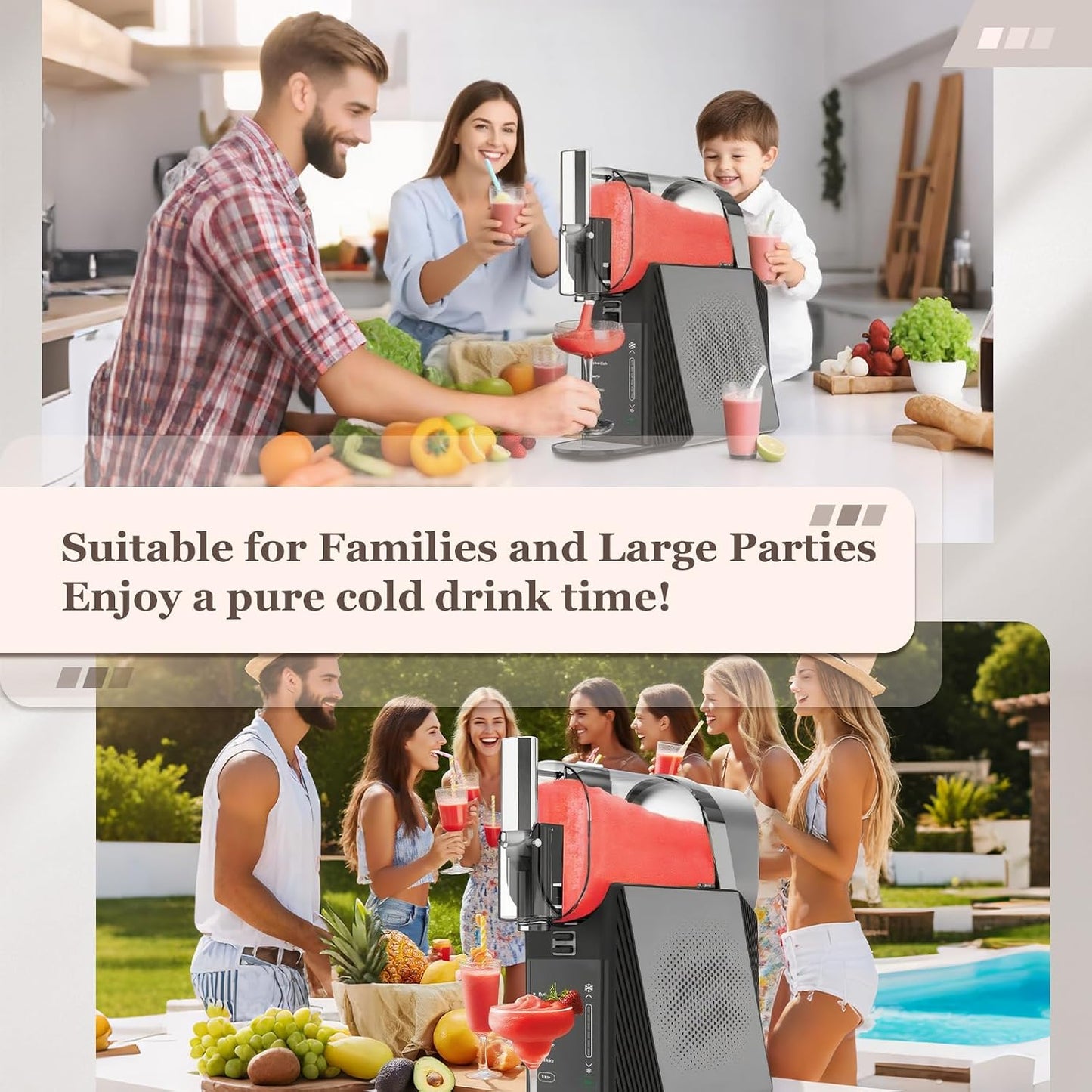 88oz Slushy Machine for Home with 6 Presets & Texture Control. No Ice Needed Margarita Maker & Fast Freezing Slushie Maker for Frappé, Milkshake, Smoothie & Frozen Cocktails. Self-Cleaning Professional Home Bar Drink Maker